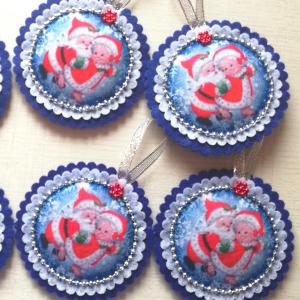 Dekoratív kézműves filc karácsonyfadísz dekoráció - Mikulás szerelem