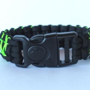 Designer túlélő paracord karkötő biztonsági csattal COBRA XX-STITCH  fekete neonzöld (csuklóméret: 18-19cm)