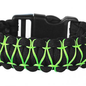 Designer túlélő paracord karkötő biztonsági csattal COBRA XX-STITCH  fekete neonzöld (csuklóméret: 18-19cm)