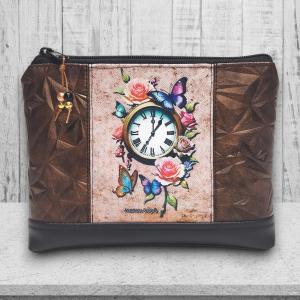 Designer virágzó órás - Nagyméretű nyomtatott panellal díszített vízálló talpas textilbőr neszesszer