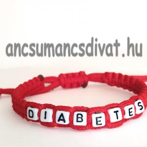 DIABETES Cukorbetegséget jelző betüs makramé karkötő választható színben