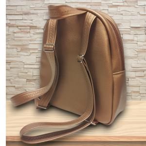 DORINA-L LINEAR hátizsák - Bronz drapp pezsgő kombináció textilbőr pántokkal  33x27x10