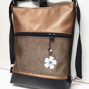 Egyke virágos bronz fekete 3in1 női hátizsák divattáska oldaltáska
