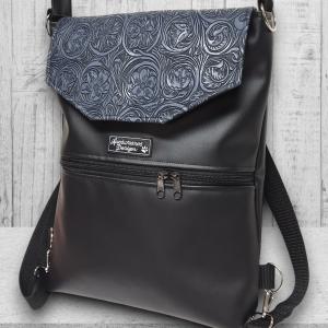 Elegáns 3D platina virágos fedélrészes 3in1 hátizsák univerzális táska