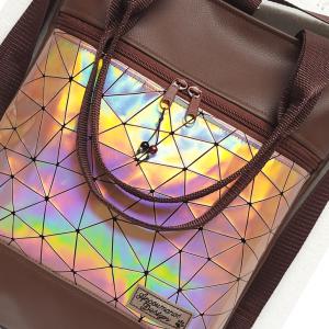 Elegáns 4in1 kakaóbarna lézerhologramos textilbőr hátizsák univerzális táska