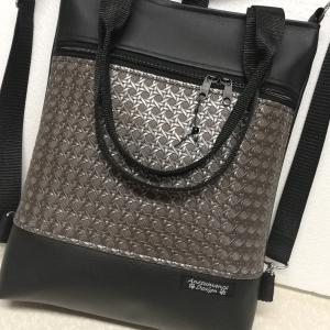 Elegáns 4in1 textilbőr hátizsák univerzális táska platina 3D bőrrel