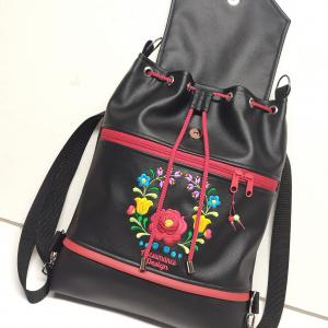 Fedélrészes zsinóros 3in1 hátizsák univerzális táska - Hímzett Hungarian Folkart05
