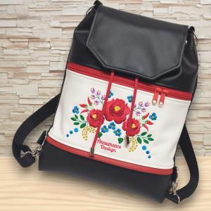 Fedélrészes zsinóros 3in1 hátizsák univerzális táska - Hímzett Hungarian Folkart08