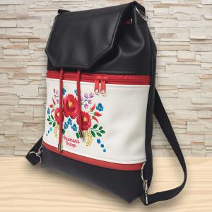 Fedélrészes zsinóros 3in1 hátizsák univerzális táska - Hímzett Hungarian Folkart08
