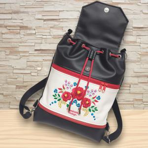 Fedélrészes zsinóros 3in1 hátizsák univerzális táska - Hímzett Hungarian Folkart08
