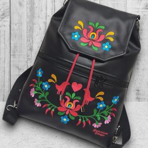 Fedélrészes zsinóros 3in1 hátizsák univerzális táska - Hímzett Hungarian Folkart23