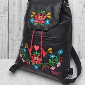 Fedélrészes zsinóros 3in1 hátizsák univerzális táska - Hímzett Hungarian Folkart23