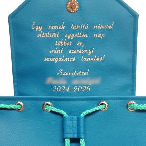 Feliratos Fedélrészes zsinóros 3in1 hátizsák univerzális táska - Türkiz pillangók