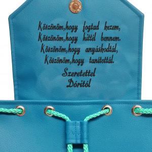 Feliratos Fedélrészes zsinóros 3in1 hátizsák univerzális táska - Türkiz pillangók