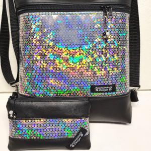 Flitter hologramos 3in1 hátizsák univerzális táska + neszi szett