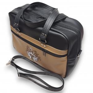 Fly Bag utazótáska kézipoggyász repülős méret 40x30x18 Lótuszvirág fekete és óarany alapon