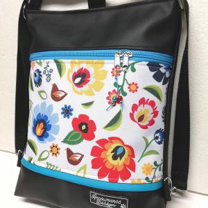 Folk virágok kis türkizzel 3in1 női hátizsák univerzális táska
