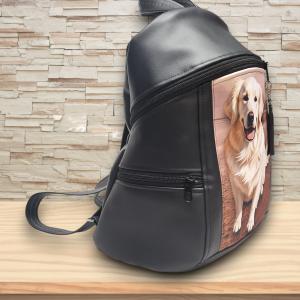 Golden retriever kutyás MAXIM BackPack L hátizsák textilbőr pántokkal 36x30x16