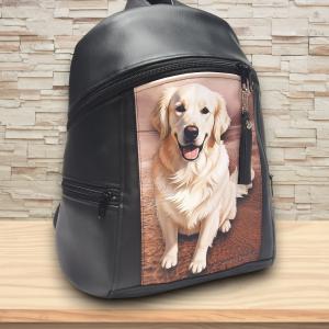 Golden retriever kutyás MAXIM BackPack L hátizsák textilbőr pántokkal 36x30x16