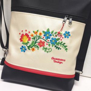 Hímzett 3in1 hátizsák univerzális táska fekete pezsgő Hungarian Folkart19