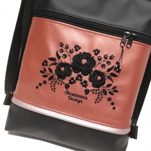 Hímzett 3in1 hátizsák univerzális táska Hungarian Folkart08 Fekete-metál terrakotta