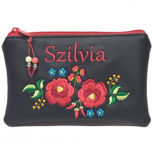 Hímzett 3in1 Kalocsai virágos szett Hungarian Folkart07 táska+neves pénztárca