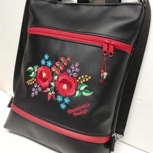 Hímzett 4in1 Kalocsai virágos szett Hungarian Folkart07 táska+neves pénztárca