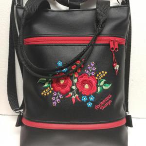 Hímzett 4in1 Kalocsai virágos szett Hungarian Folkart07 táska+neves pénztárca