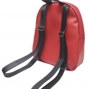 Hímzett DORINA-L hátizsák - Hungarian Folkart 30 - textilbőr pántokkal fekete-piros 33x27x10