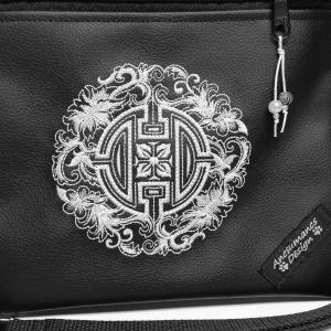 Hímzett kelta nap mandalás textilbőr táska övtáska 25x25 fekete-fehér