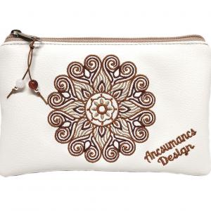 Hímzett mandalás 3in1 hátizsák szett univerzális táska neszivel Drapp-fehér(mandala002)