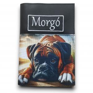 Hímzett neves kisállat egészségügyi könyv borító - Boxer