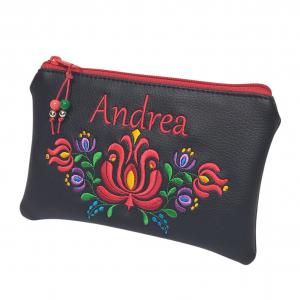 Hímzett névreszóló neves népi motívumos pénztárca neszi Hungarian Folkart28 Matyó