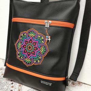 Hímzett tulipán mandalás 3in1 hátizsák univerzális táska narancs