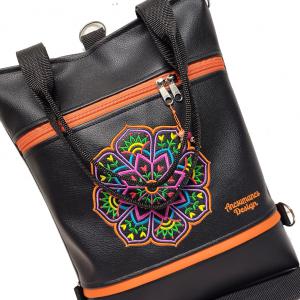 Hímzett tulipán mandalás 4in1 hátizsák univerzális táska narancs