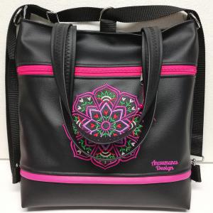 Hímzett tulipán mandalás 4in1 nagy csini univerzális táska hátizsák pink domináns