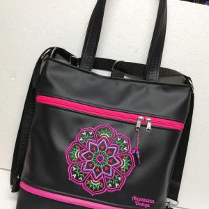 Hímzett tulipán mandalás 4in1 nagy csini univerzális táska hátizsák pink domináns