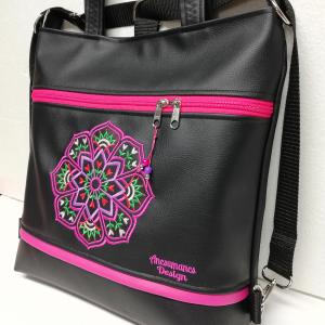 Hímzett tulipán mandalás 4in1 nagy csini univerzális táska hátizsák pink domináns