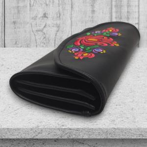 Irattartó nagy pénztárca fekete alapon hímzett HungarianFolkart28 Matyó virágos