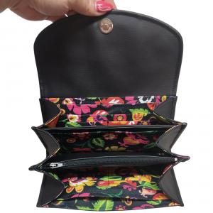 Irattartó nagy pénztárca fekete alapon hímzett HungarianFolkart28 Matyó virágos