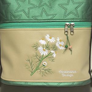 Kamillák hímzett 3in1 hátizsák univerzális táska fekete-drapp-zöld