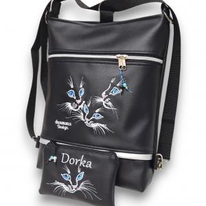 Kékszemű cicák 3in1 női hátizsák oldaltáska neves pénztárcával