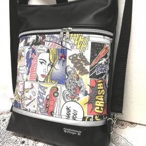 Képregényes 3in1 hátizsák pakolós rohangálós táska ezüst cipzárral