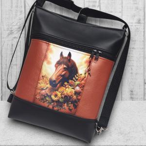 Lovas paneles 3in1 hátizsák univerzális táska  Fekete terrakotta