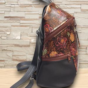 MAXIM BackPack L hátizsák - Antikolt rózsák textilbőr pántokkal 36x28x16