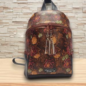 MAXIM BackPack L hátizsák - Antikolt rózsák textilbőr pántokkal 36x28x16