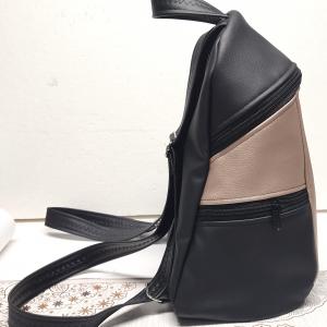 MAXIM BackPack L hátizsák - Hölgy Párizsban púder és fekete alapon textilbőr pántokkal 36x30x16