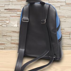 MAXIM BackPack L hátizsák - Karnevál kék fekete alapon textilbőr pántokkal 36x30x16
