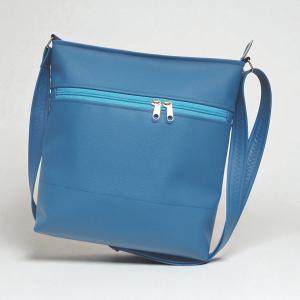 Melanie pakolós válltáska oldaltáska - Aquarell virágok kék alapon textilbőr vállpánttal neszivel