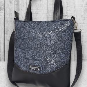 Melanie pakolós válltáska oldaltáska hátulzsebes kézifüllel - Elegáns 3D virágok